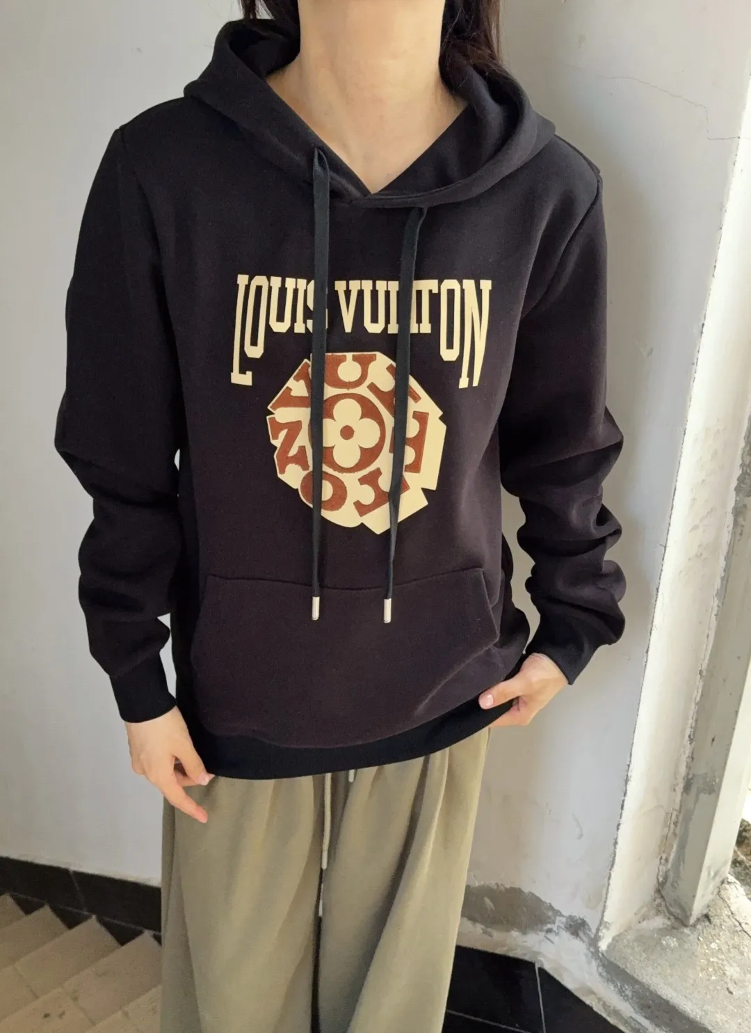 Louis Vuitton/Louis Vuitton 25Fw 3D letter patch hooded sweatshirt